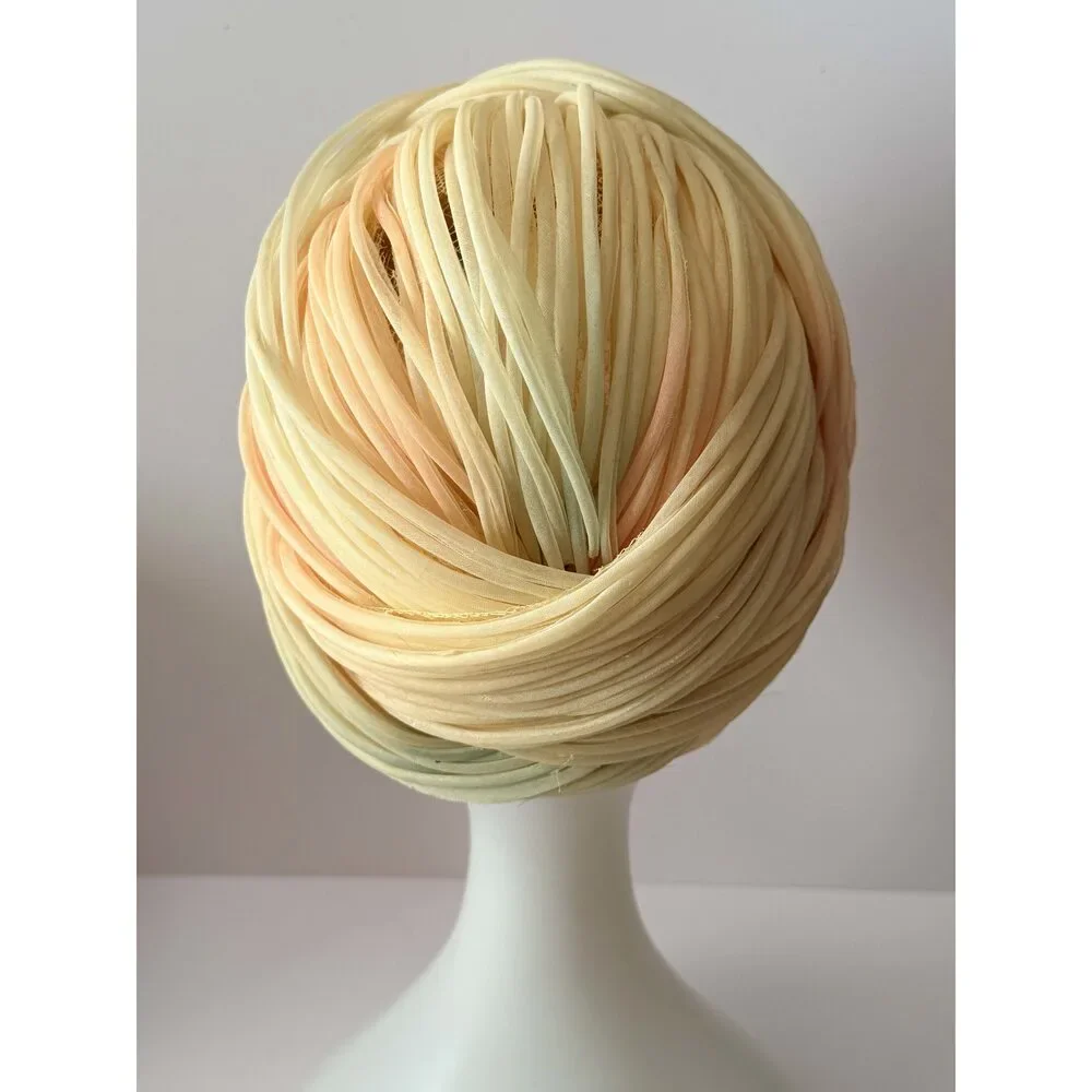 Vintage 1950s Christian Dior Chapeaux Silk Wrapped Turban Hat – Peach Ivory Cou